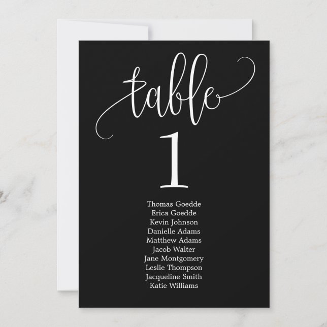 Tarjeta de mesa de plan de asientos hermosa caligr (Anverso)