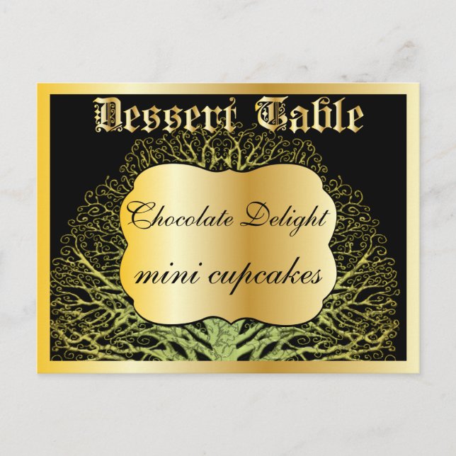 Tarjeta de mesa de postre o buffet de dulces Fores (Anverso)