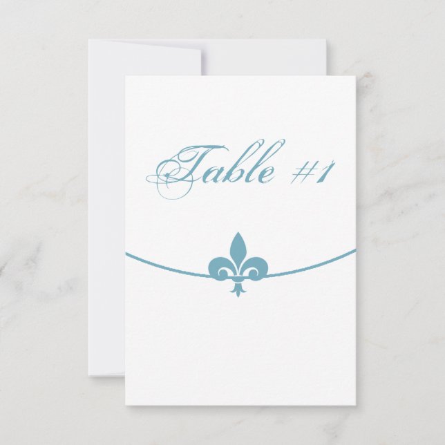 Tarjeta de mesa de recepción con Flor de Lis Teal (Anverso)