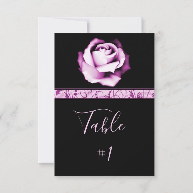 Tarjeta de mesa de recepción de Amethyst Rosa (Anverso)