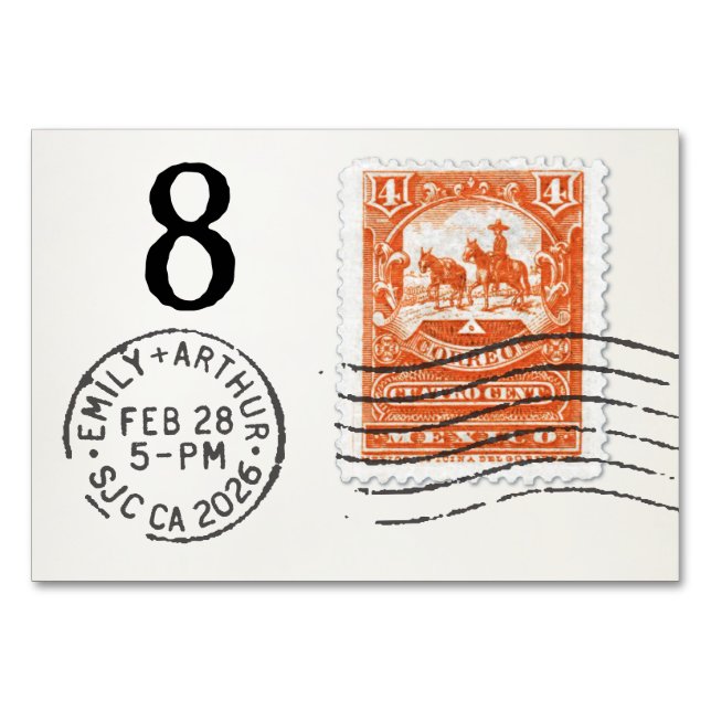 Tarjeta de mesa de recepción de boda E&A 8 México (Reverso)
