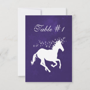 Tarjeta de mesa de recepción de boda violeta unico