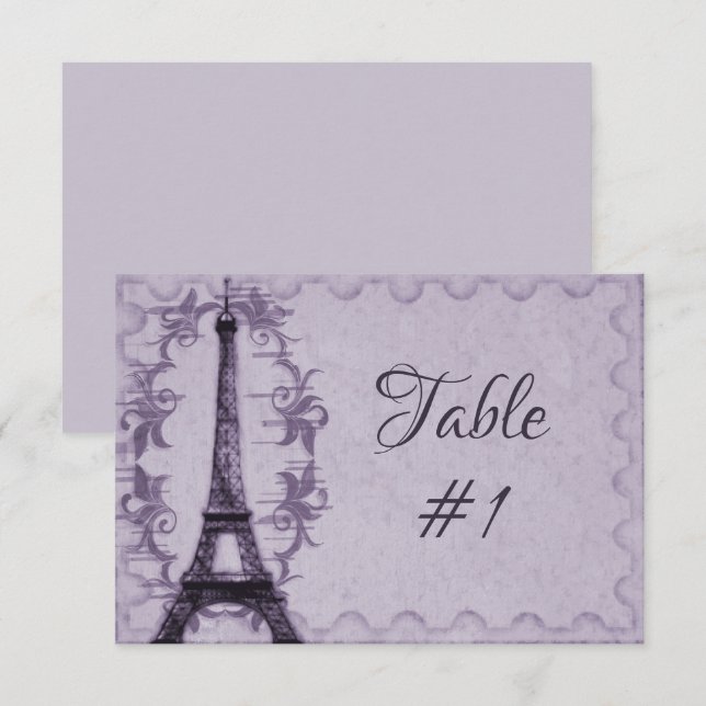 Tarjeta de mesa de recepción de la Torre Eiffel Pú (Anverso / Reverso)