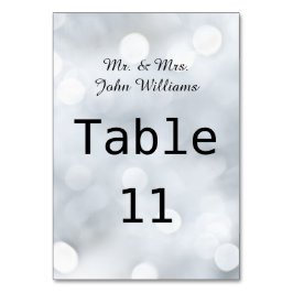 Tarjeta de mesa de recepción de nieve blanca luces