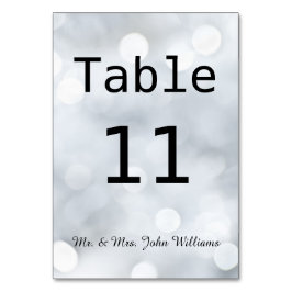 Tarjeta de mesa de recepción de nieve blanca luces