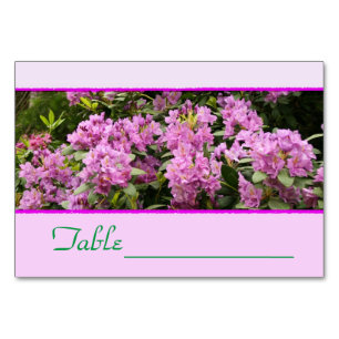 Tarjeta de mesa de Rhododendron púrpura número de 