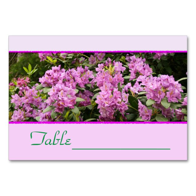 Tarjeta de mesa de Rhododendron púrpura número de  (Reverso)