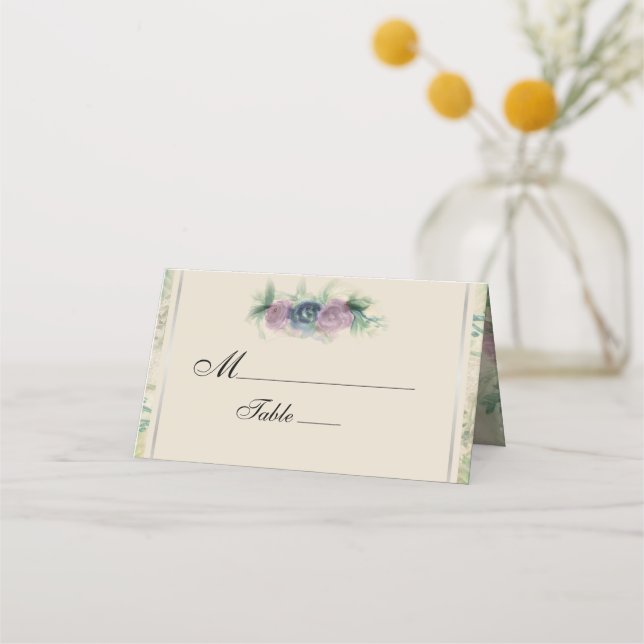 Tarjeta de mesa de Rosa de acuarela floral Boda (Anverso)
