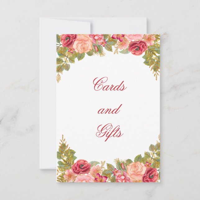 Tarjeta de Mesa de Rosas de Acuarela con Brillo Ta (Anverso)