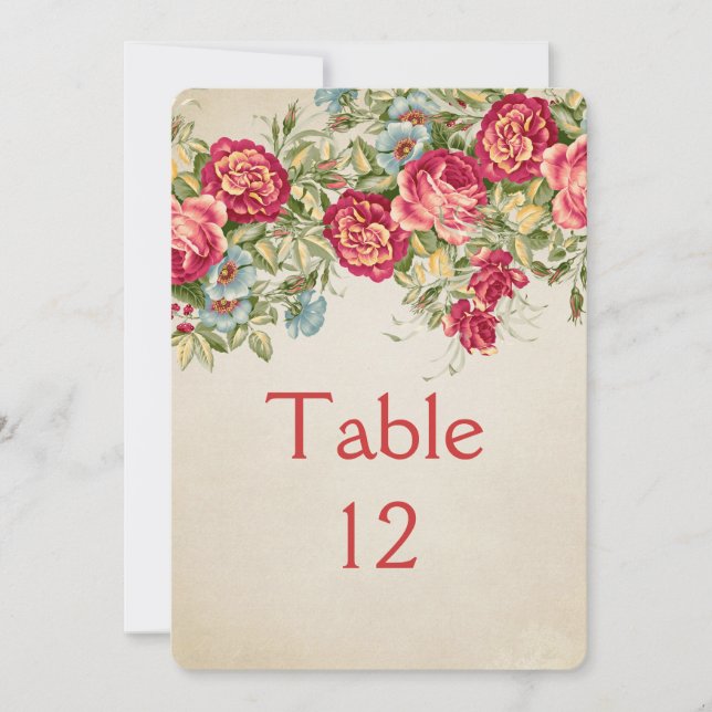 Tarjeta de mesa de Rosas de Bloom Vintage (Anverso)