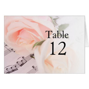 Tarjeta de mesa de Rosas rosa ligeros de música bo