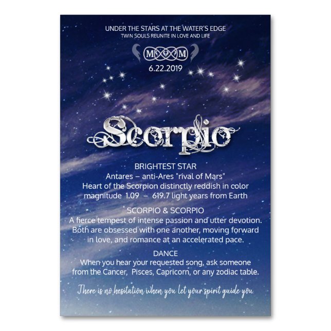 Tarjeta de mesa de Scorpio Centerpiece (Anverso)