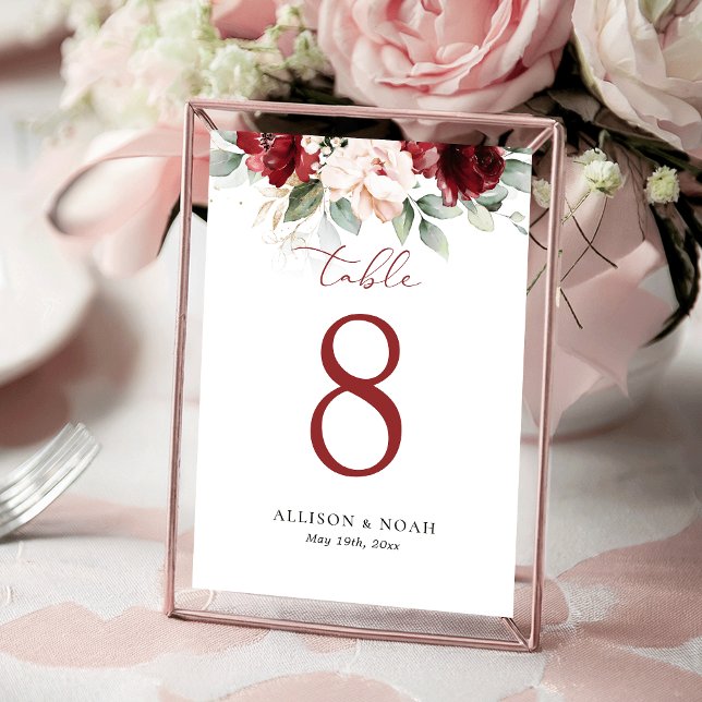 Tarjeta de mesa de sillas florales rosa de Borgoña (Subido por el creador)