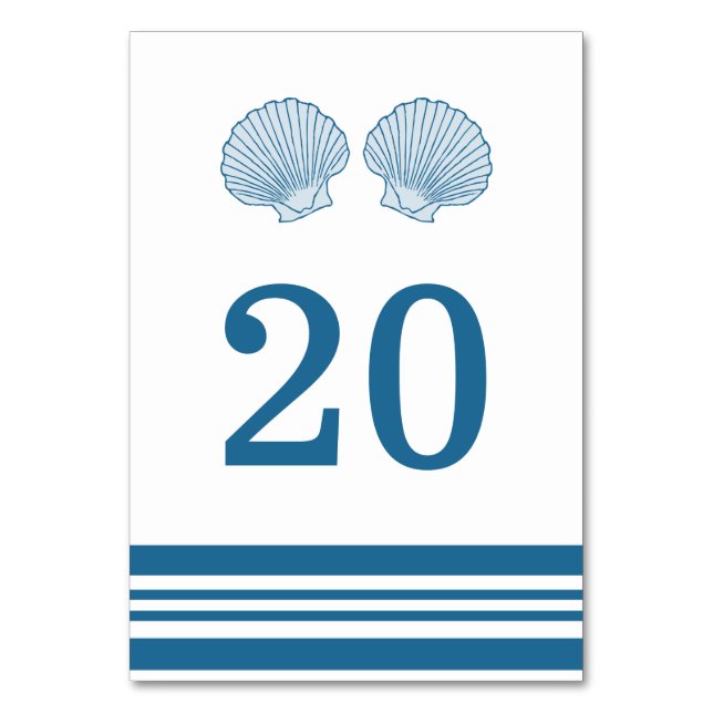 Tarjeta de mesa de sillas náuticas blancas azules (Anverso)