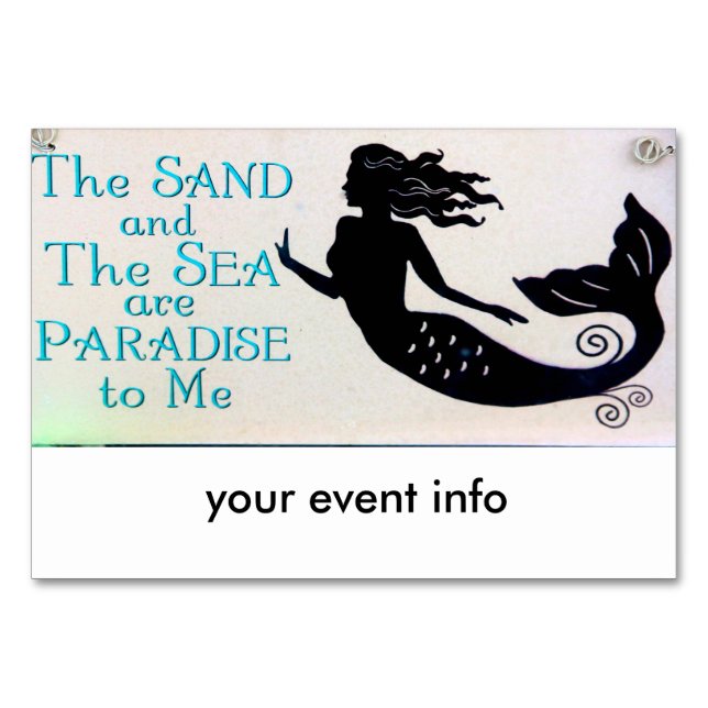tarjeta de mesa de sirena de arena y mar (Anverso)