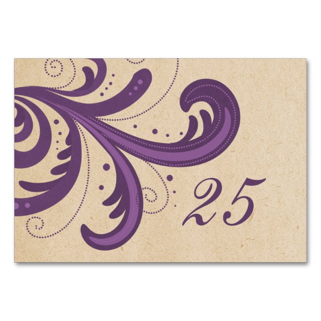 Tarjeta de mesa de Swirls con estilo Purple (Anverso)