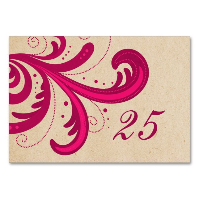 Tarjeta De Mesa De Swirls De Estilo Rosa (Anverso)
