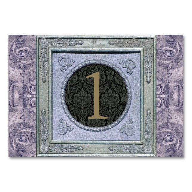 Tarjeta de mesa de tapiz floral de Damasco de marc (Anverso)