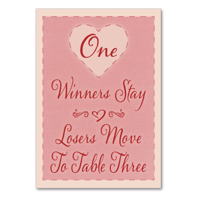 Tarjeta de mesa de Valentine Heart Bunco #1 (Anverso)