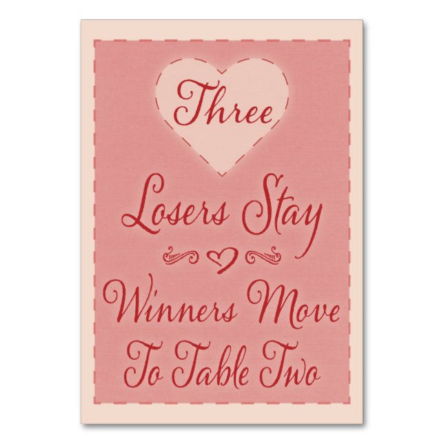 Tarjeta de mesa de Valentine Heart Bunco #3 (Anverso)