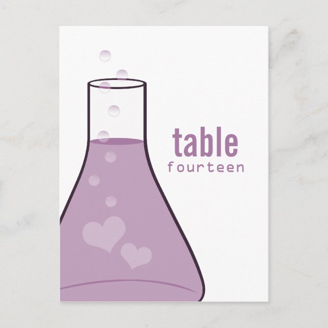 Tarjeta de mesa de vaso de precipitados caprichosa (Anverso)