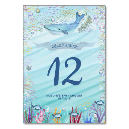 Tarjeta De Mesa Debajo Del Fiesta Temático Del Océano Marino