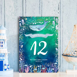 Tarjeta De Mesa Debajo Del Fiesta Temático Del Océano Marino