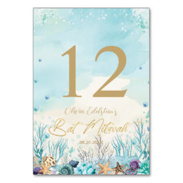 Tarjeta De Mesa Debajo del Sea Beach Bat Mitzvah 12.º cumpleaños