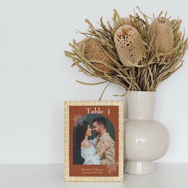 Tarjeta De Mesa Decoración boda de terracota naranja quemada capri (Subido por el creador)