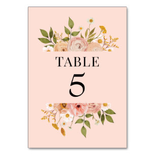 Tarjeta De Mesa Decoración de boda floral bohemio bonita