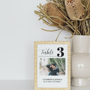 Tarjeta De Mesa Decoración moderna de Boda minimalista fotográfico