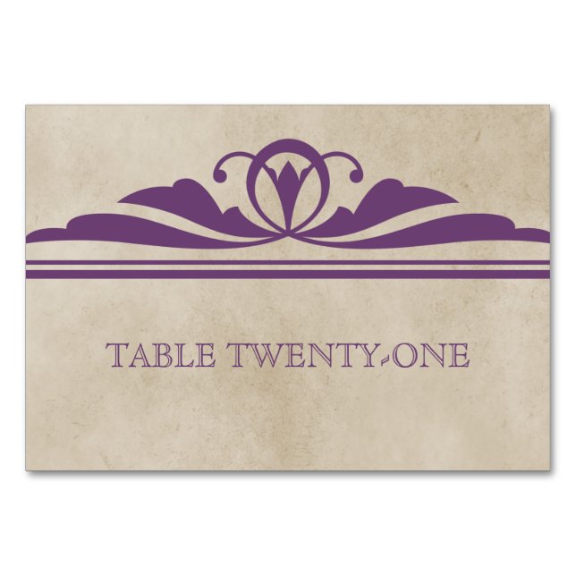 Tarjeta de mesa decorativa morada elegante (Anverso)