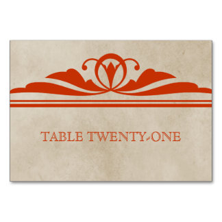 Tarjeta de mesa decorativa naranja elegante