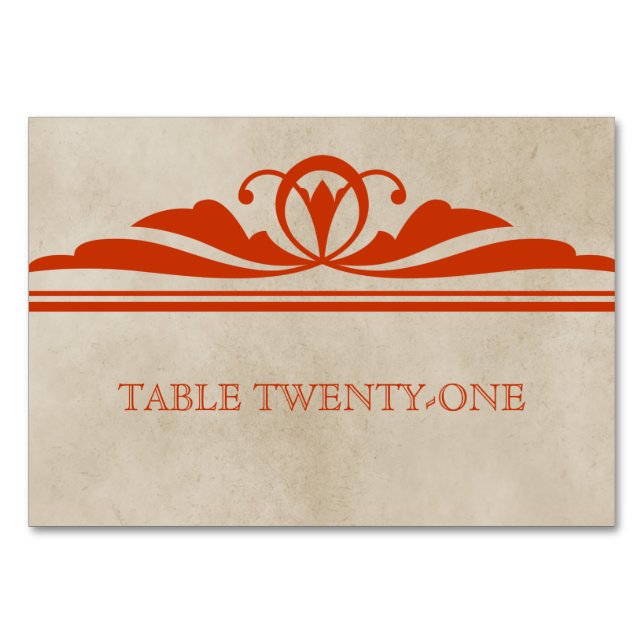 Tarjeta de mesa decorativa naranja elegante (Anverso)