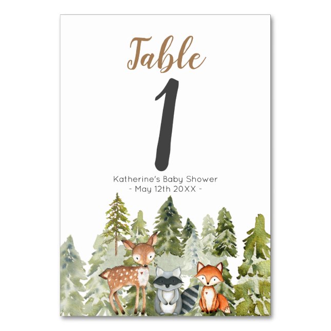 Tarjeta De Mesa Deer Animal Adventure Camper Baby Shower (Anverso)