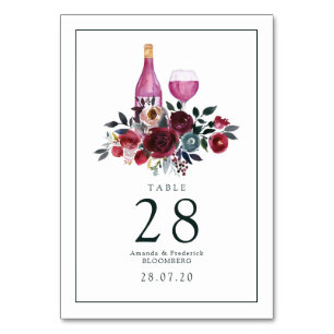 Tarjeta De Mesa Degustación de vino burgundy boho y navy