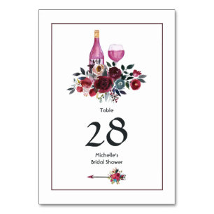 Tarjeta De Mesa Degustación de vino burgundy boho y navy