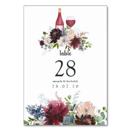 Tarjeta De Mesa Degustación de vino de Borgoña y rubor en boda