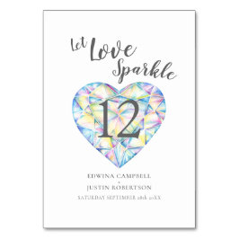 Tarjeta De Mesa Dejemos amar el brillante diamante acuarela