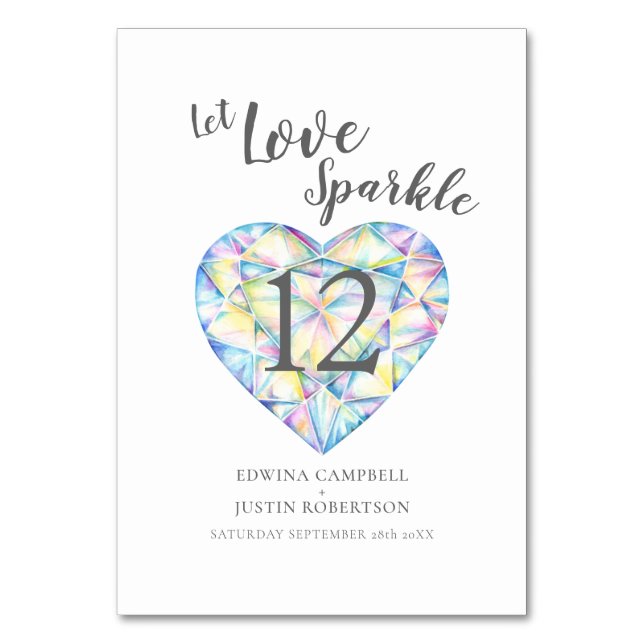 Tarjeta De Mesa Dejemos amar el brillante diamante acuarela (Anverso)