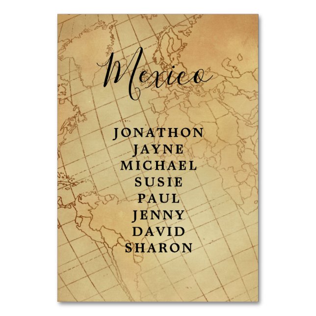 tarjeta de mesa del boda de asientos de mapa del m (Anverso)