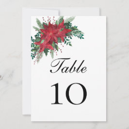 Tarjeta de mesa del Boda de Navidades de Poinsetti