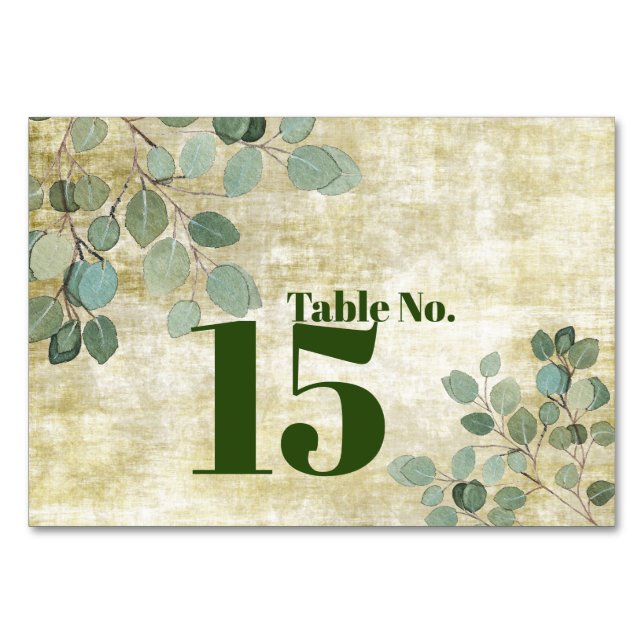 Tarjeta de mesa del Boda Eucalyptus Greenery (Anverso)