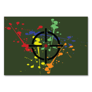 Tarjeta de mesa del Fiesta Green Paintball del ejé