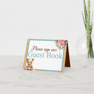 Tarjeta de mesa del libro de invitados de Boho Blu