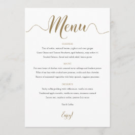 Tarjeta de mesa del menú Boda dorado