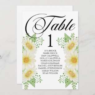 Tarjeta de mesa del plan de asientos Caligrafía en