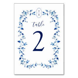 Tarjeta De Mesa Delft azul y blanco monogramado