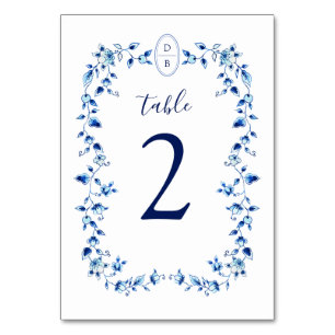 Tarjeta De Mesa Delft azul y blanco monogramado