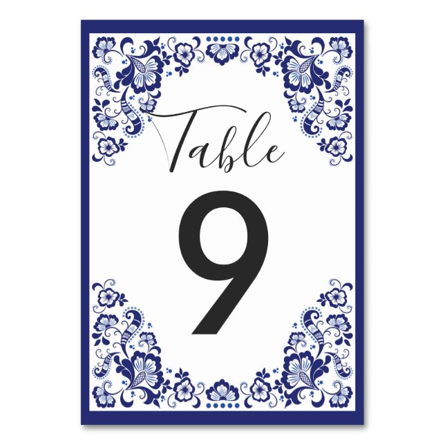 Tarjeta De Mesa Delfts Blauw | Recepción Delft Blue Dutch Wedding (Anverso)